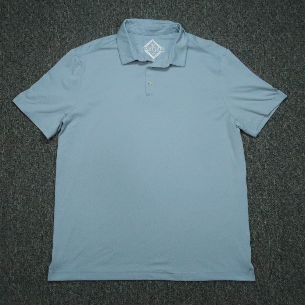 Burlebo Shirt Mens Large Blue Performance‎ Short Sleeve Polo Lightweight